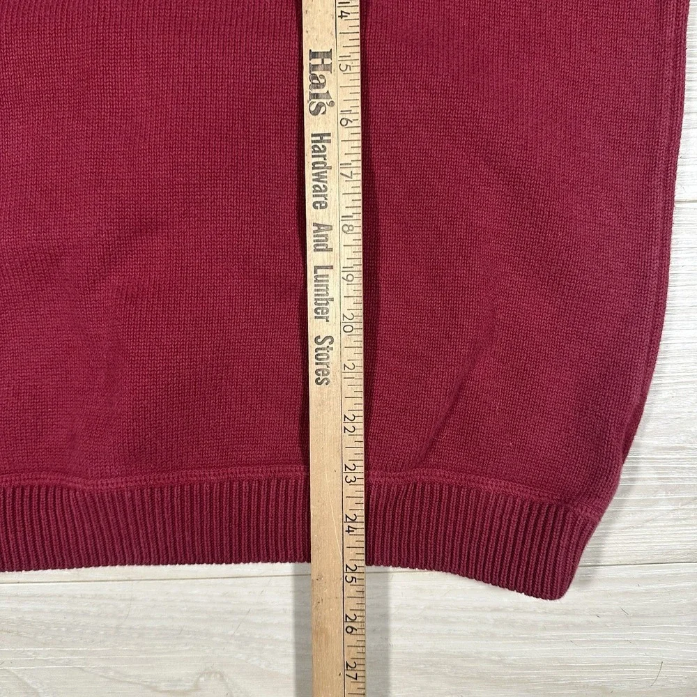 Vintage Eddie Bauer Sweater Mens XL Burgundy Red Cotton Knit Crewneck Pullover - Picture 7 of 7